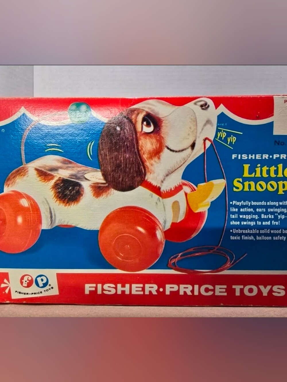 Fisher-Price Vintage Little Snoopy Pull Toy #693  Original Box 1965